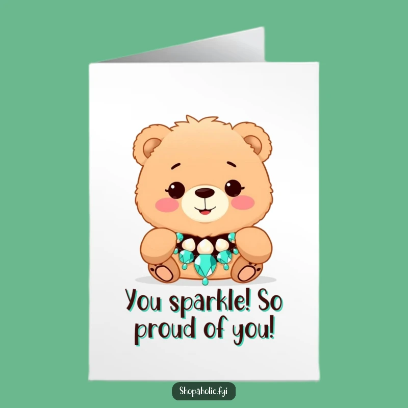 Free Printable Congrats Card: Bear with Necklace, Chic DIY Downloadable Gift