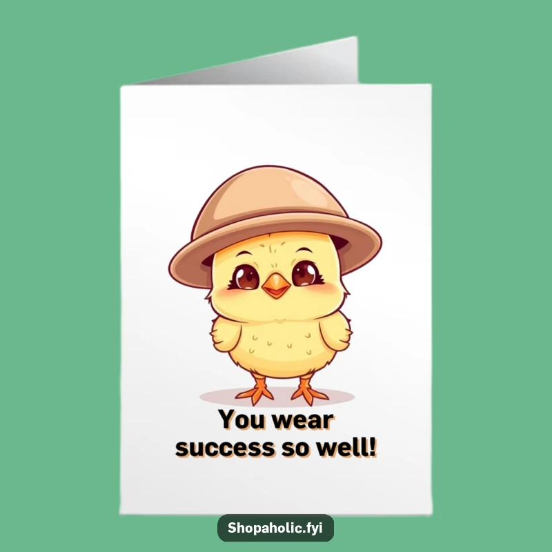 Free Printable Congrats Card: Chick in Big Hat, Funny Downloadable Gift