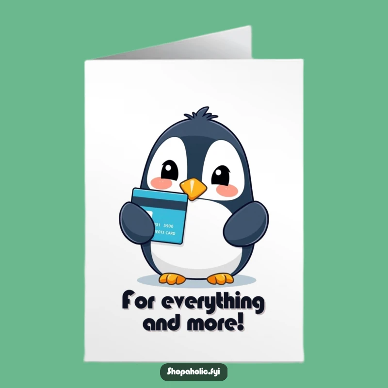 Free Printable Thank You Card: Penguin's Gratitude with a Credit Card, Gift!