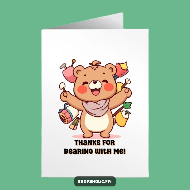Free Printable Bear Thank You Card: Thanks for Helping Me Balance!