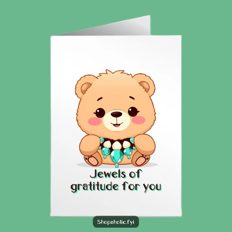 Free Printable Thank You Card: Bear with Necklace, Sweet DIY Downloadable Gift