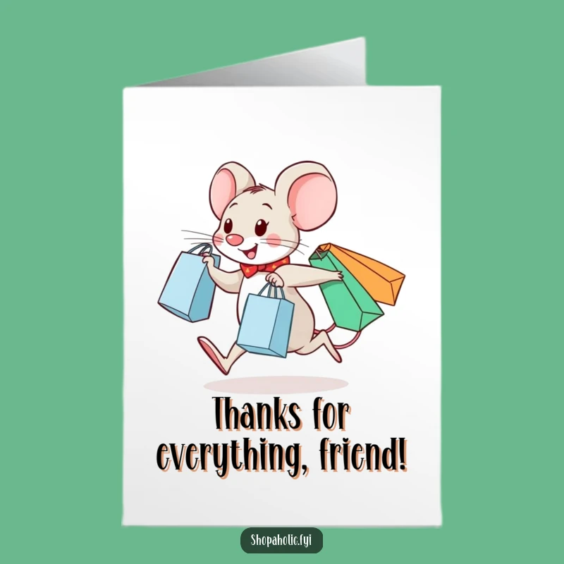 Free Printable Thank You Card: Cheerful Mouse Shopper - Print Home