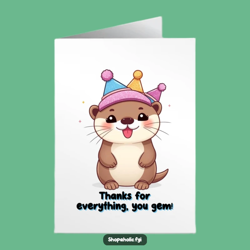 Free Printable Thank You Card: Grateful Otter & Hats - Funny Thankful Downloadable