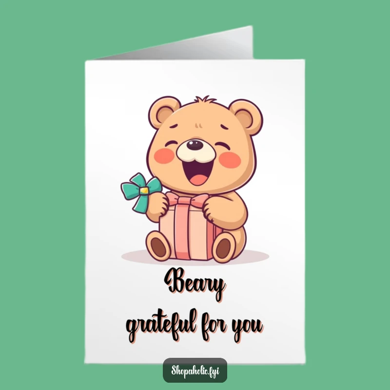 Free Printable Thank You Card: Happy Bear Gift - Funny Downloadable Gratitude