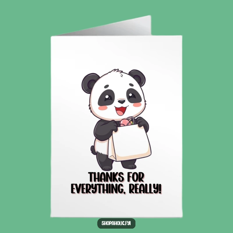 Free Printable Thank You Card: Panda Loves Shopping - Funny DIY