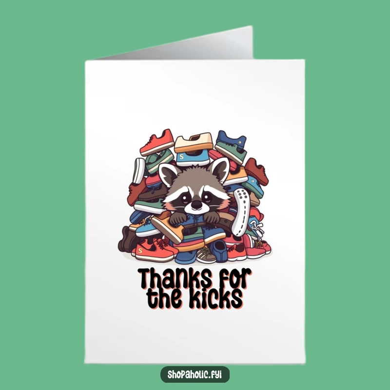 Free Printable Thank You Card: Raccoon Shoe Fan - Funny Downloadable Gratitude