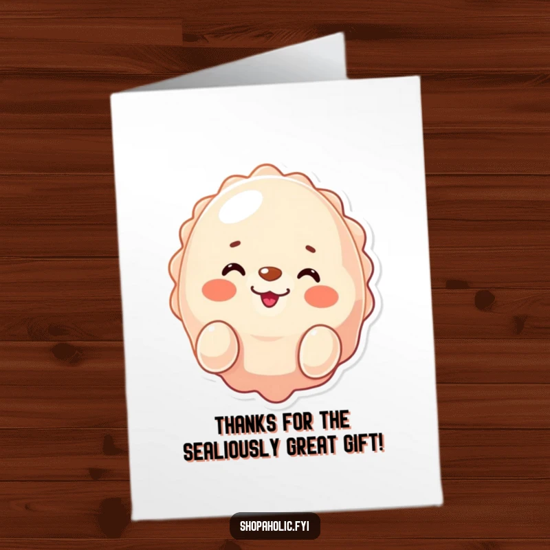 Funny Free Printable Thank You Card: Winking seal smiling, presenting a shiny new purchase with gratitude.