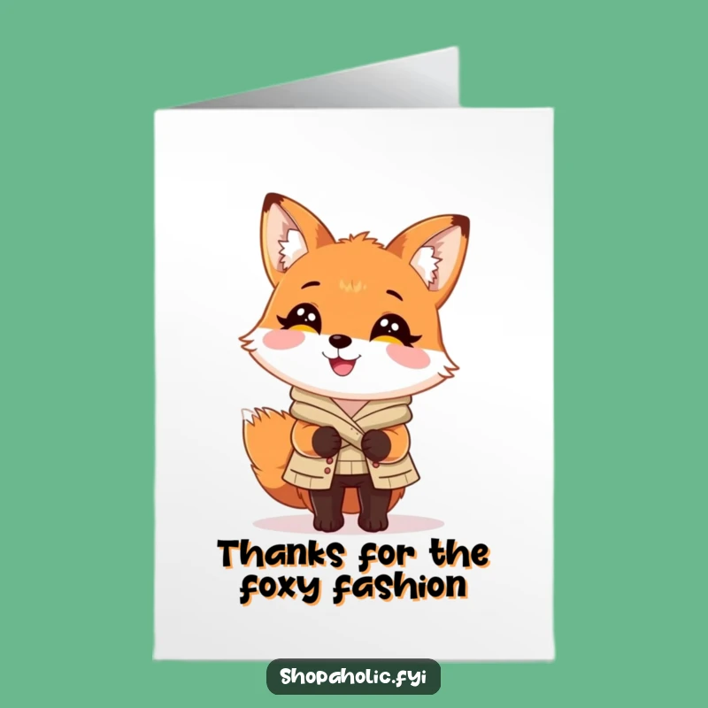 Free Printable Thank You Card: Dapper Fox Outfit Praise, Charming DIY Digital Gift