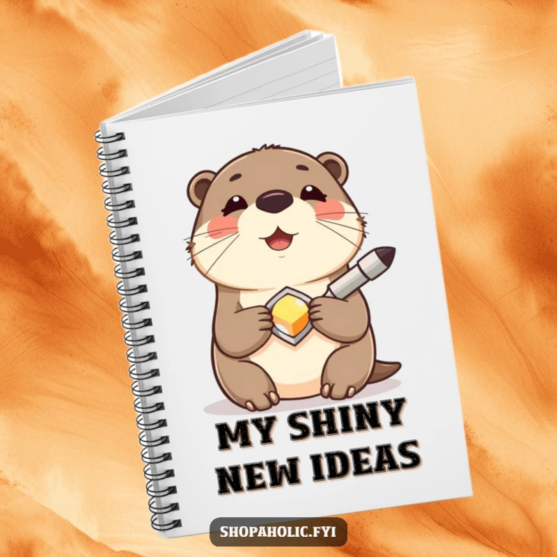 Funny Otter Notebook featuring a contented otter smiling while holding a shiny new accessory, perfect for journaling happy discoveries.