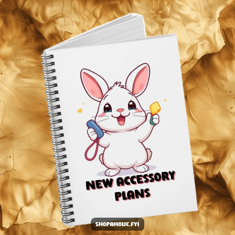 Funny Notebook: A gleeful rabbit holds up a prized new accessory, its excitement captured for inspiring notes and creative journaling.