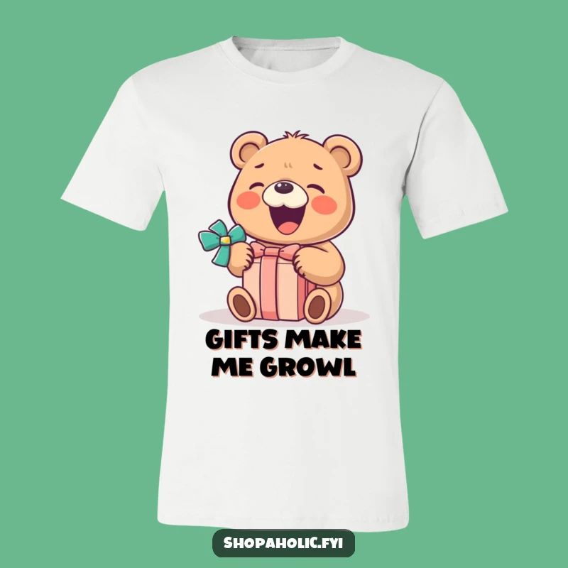 Funny Bear Gift Opening T-Shirt: Hilarious Tee for Joyful Occasion Lovers