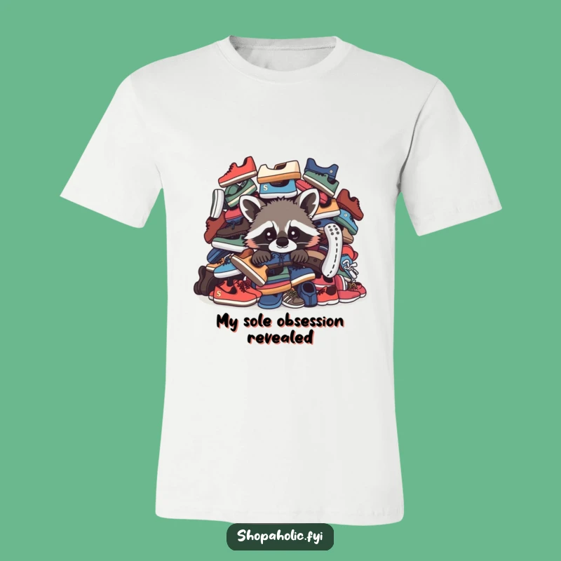 Funny Raccoon Shoe Obsession T-Shirt: Hilarious Tee for Sneaker Lovers and Collectors