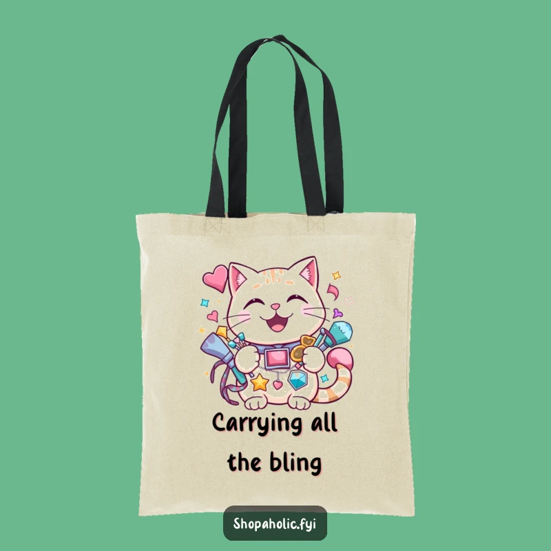 Funny Cat Accessories Tote Bag: Carry Your Sparkle, Cheerful Kitty Gift